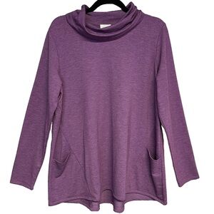 LOGO Lori Goldstein Purple Cowlneck A-Line Top Size Large